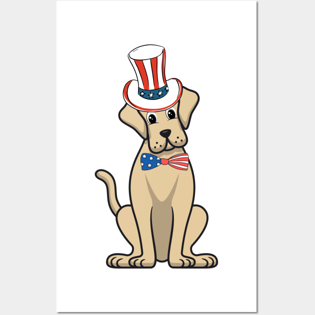 Funny big dog is wearing uncle sam hat Wall Art by Pet Station